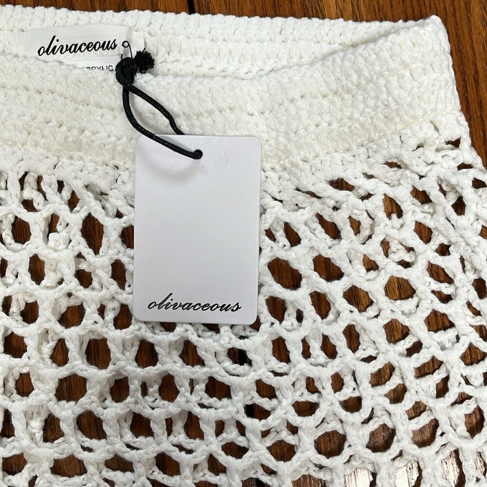 Olivaceous Womens Shorts Crocheted White Medium Swim Suit Cover-Up Layer - Picture 3 of 6